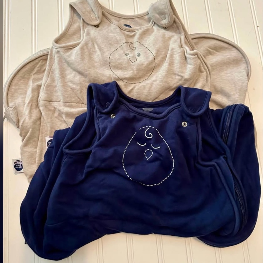 Nested Bean Navy and Light Gray Baby Sleep Sacks